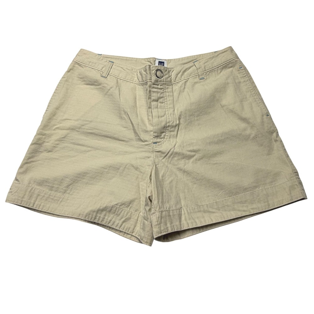 Gap Factory Ripstop Shorts Khaki Beige Tan Cotton Utility Vintage Womens 8 Y2K